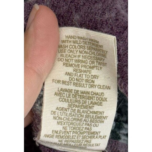 Free People Hooded Top Striped Sleeve Pullover Knit Sweater Purple XS Wool Blend - Picture 8 of 8